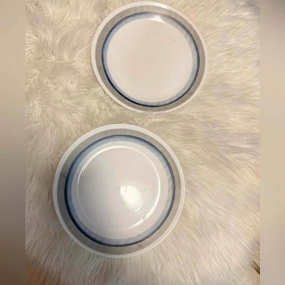 Correlle Blue Rim Stoneware Dinner Bowls - Set of 2